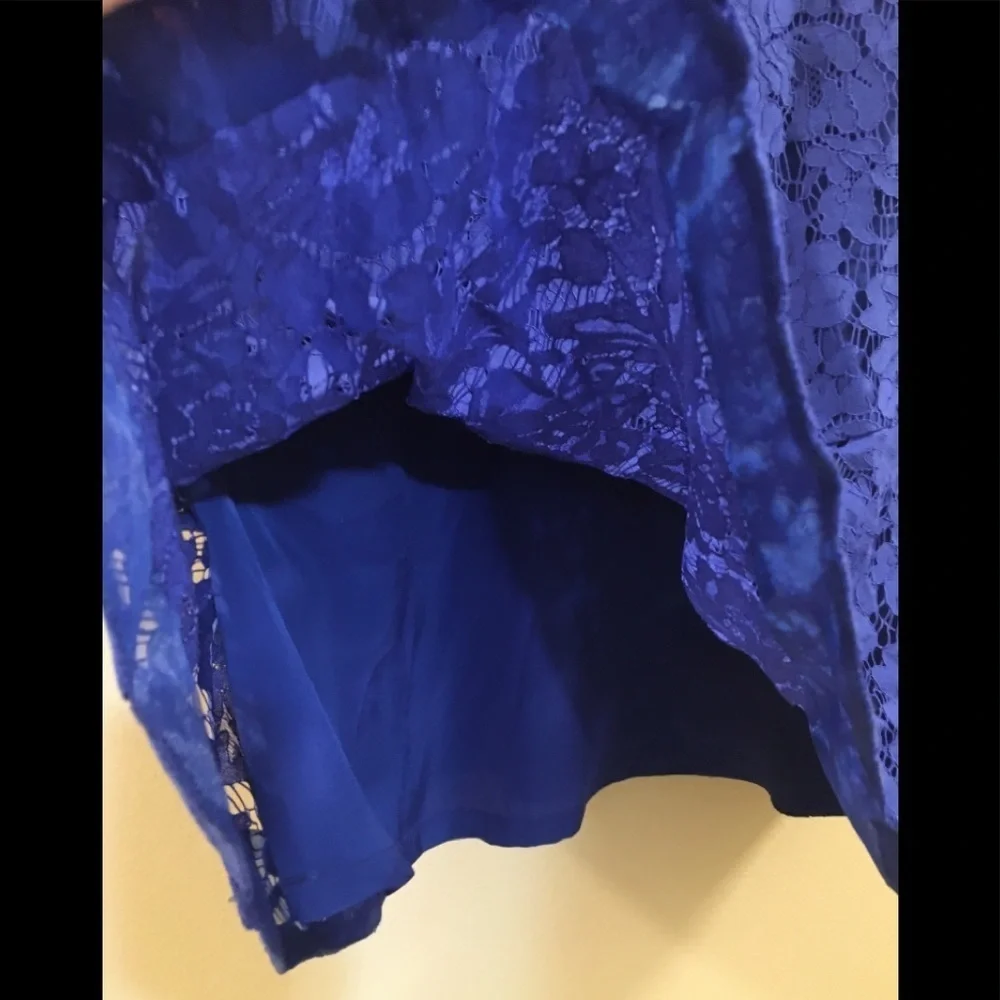 J. Crew Cobalt Blue Lace Long Sleeves Ruffle Dress - Picture 10 of 15